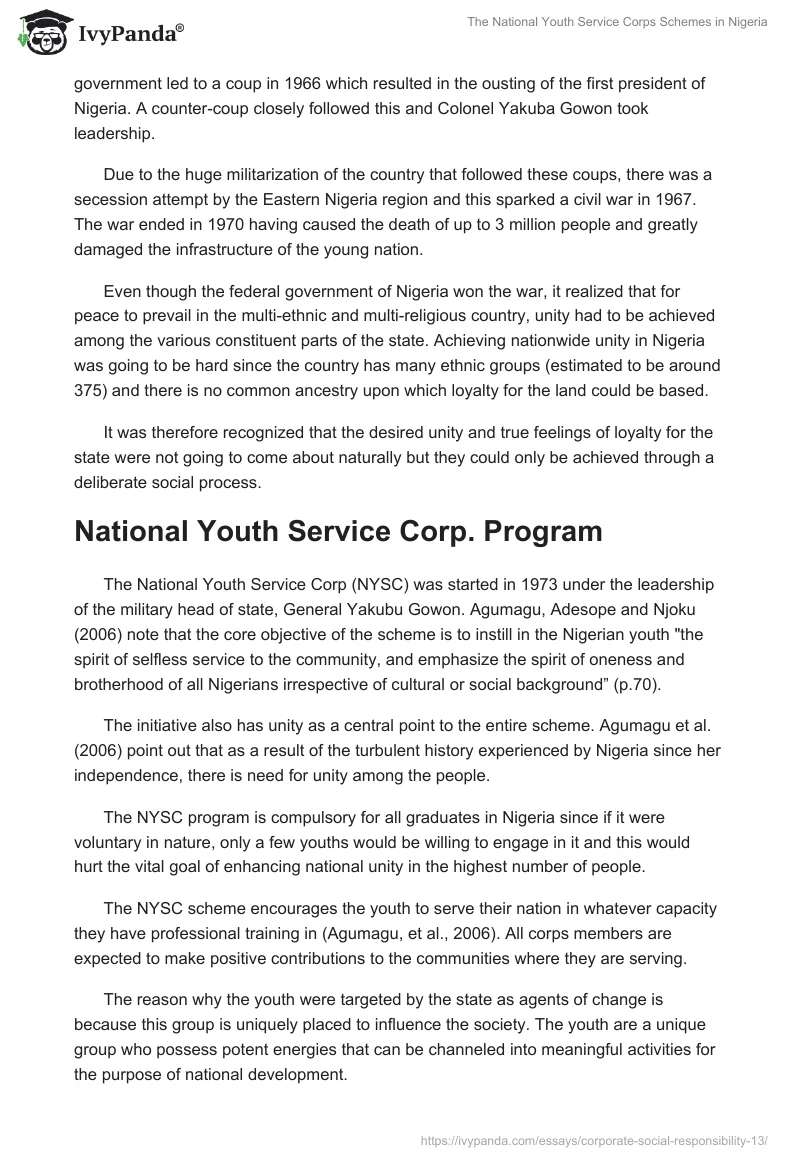 The National Youth Service Corps Schemes in Nigeria. Page 3