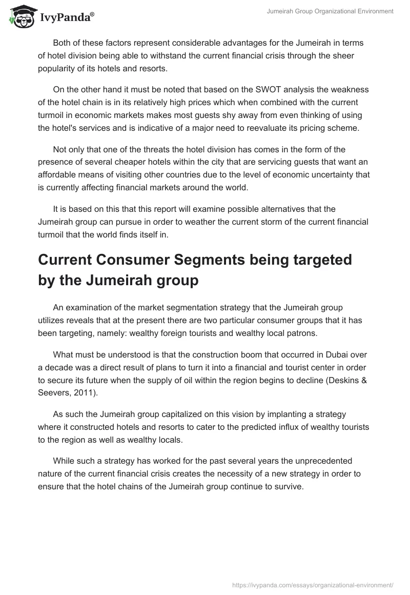 Jumeirah Group Organizational Environment. Page 5