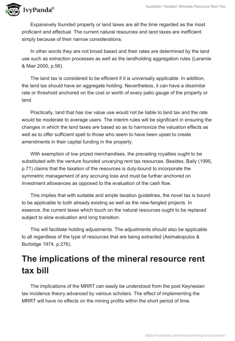 Australian Taxation: Minerals Resource Rent Tax. Page 3