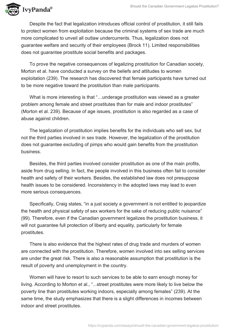 Should the Canadian Government Legalize Prostitution?. Page 2