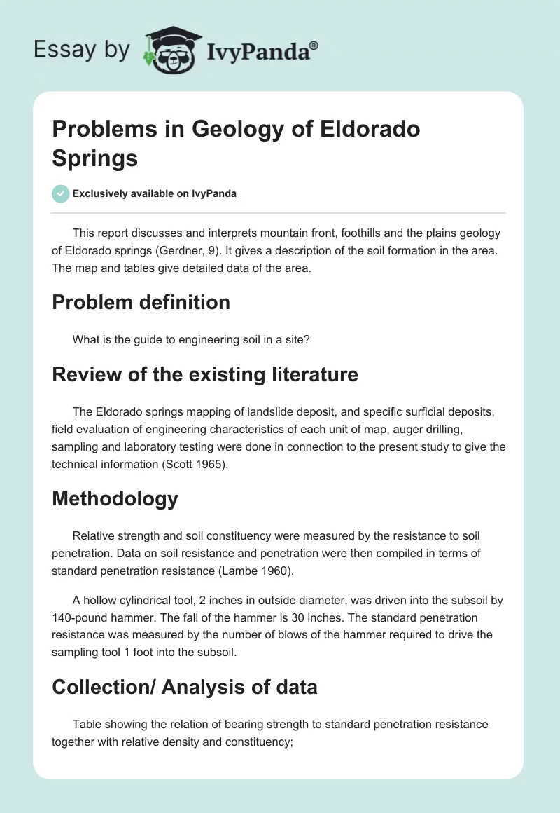 Problems in Geology of Eldorado Springs. Page 1