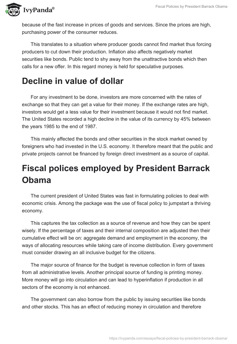 Fiscal Policies by President Barrack Obama. Page 4