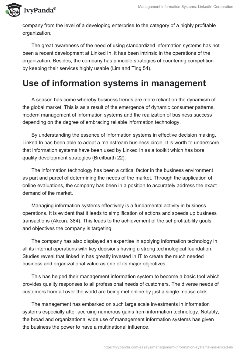 Management Information Systems: LinkedIn Corporation. Page 4