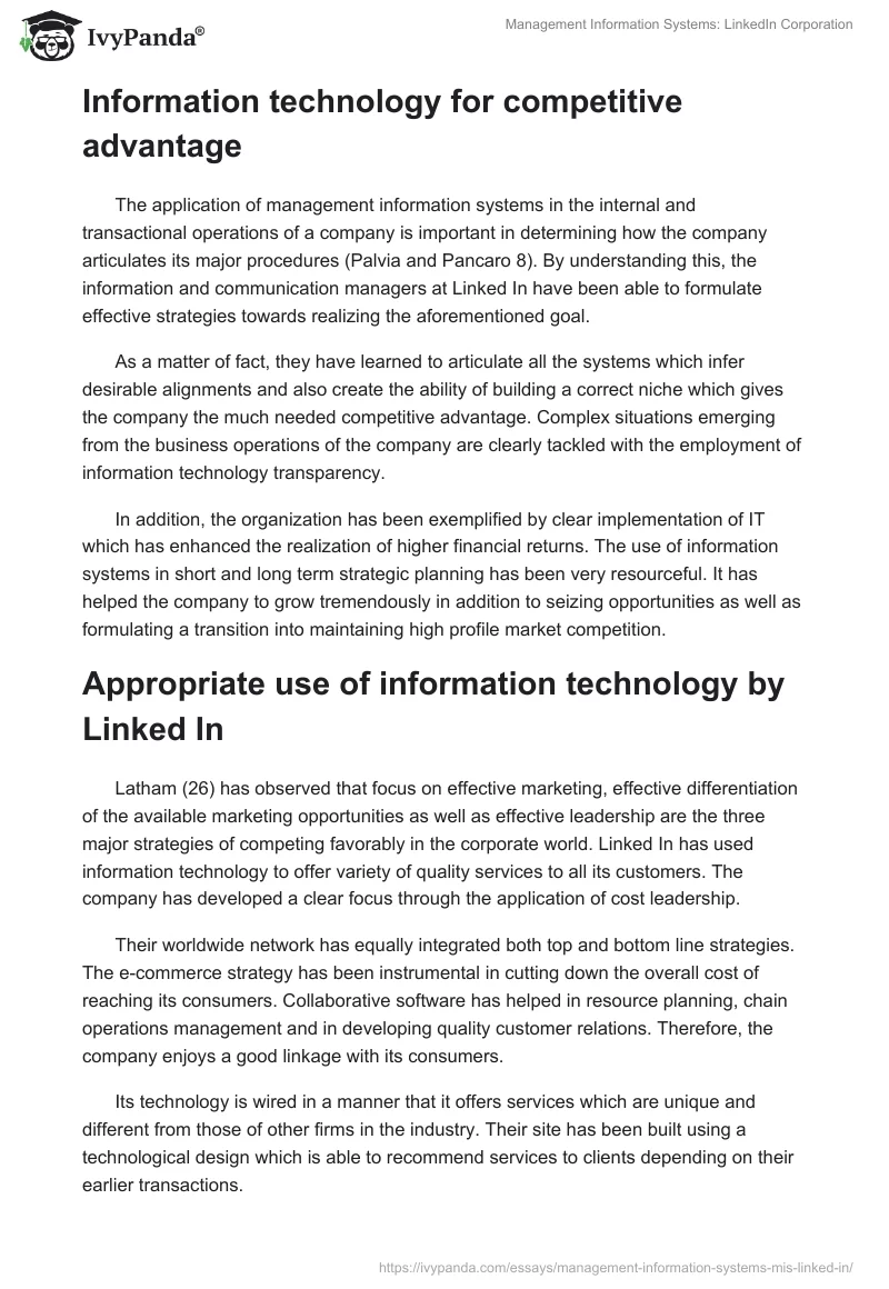 Management Information Systems: LinkedIn Corporation. Page 5