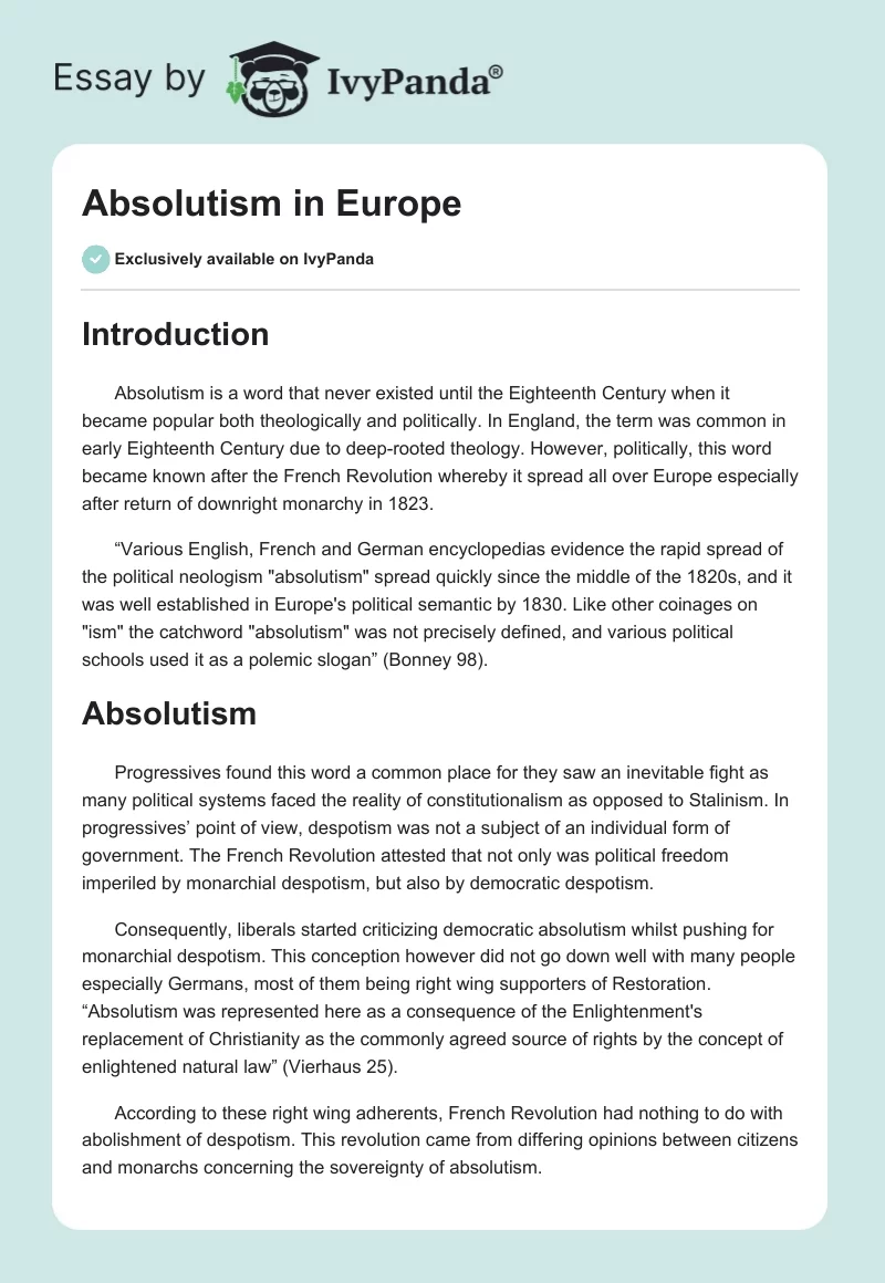 Absolutism in Europe. Page 1