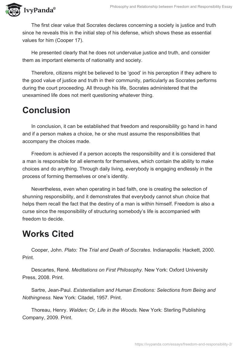 Philosophy and Relationship between Freedom and Responsibility Essay. Page 5