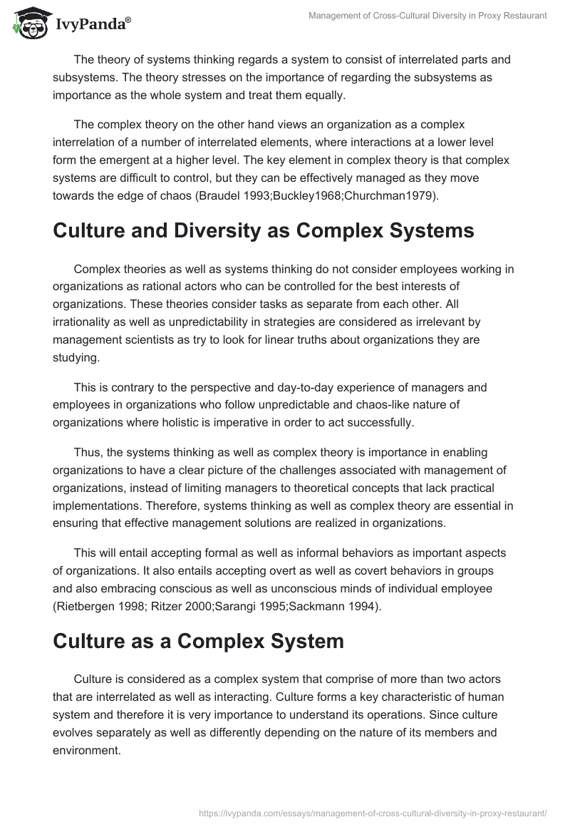 Management of Cross-Cultural Diversity in Proxy Restaurant. Page 5