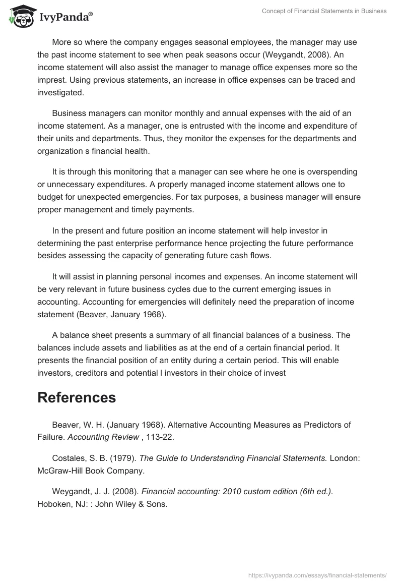 Concept of Financial Statements in Business. Page 2