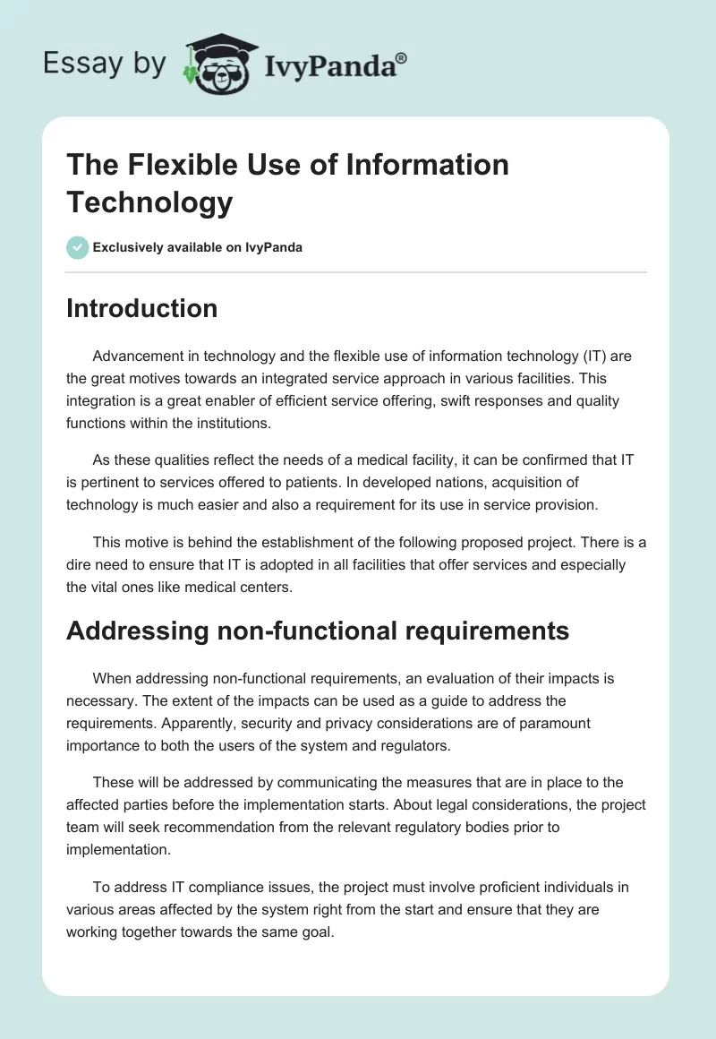 The Flexible Use of Information Technology. Page 1
