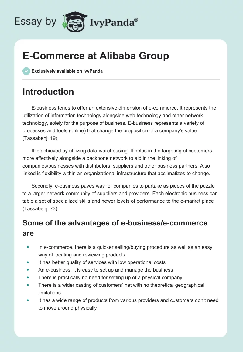 E-Commerce at Alibaba Group. Page 1