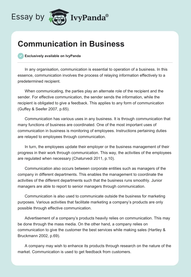 Communication in Business. Page 1