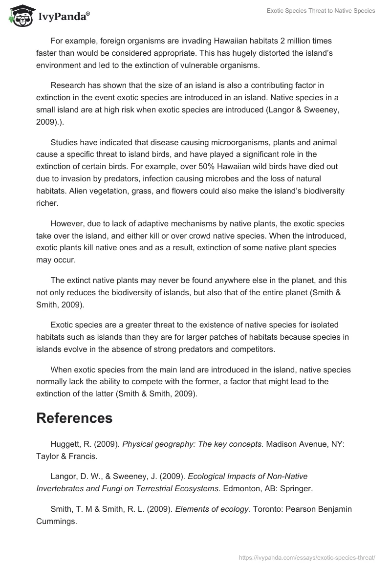 Exotic Species Threat to Native Species. Page 2