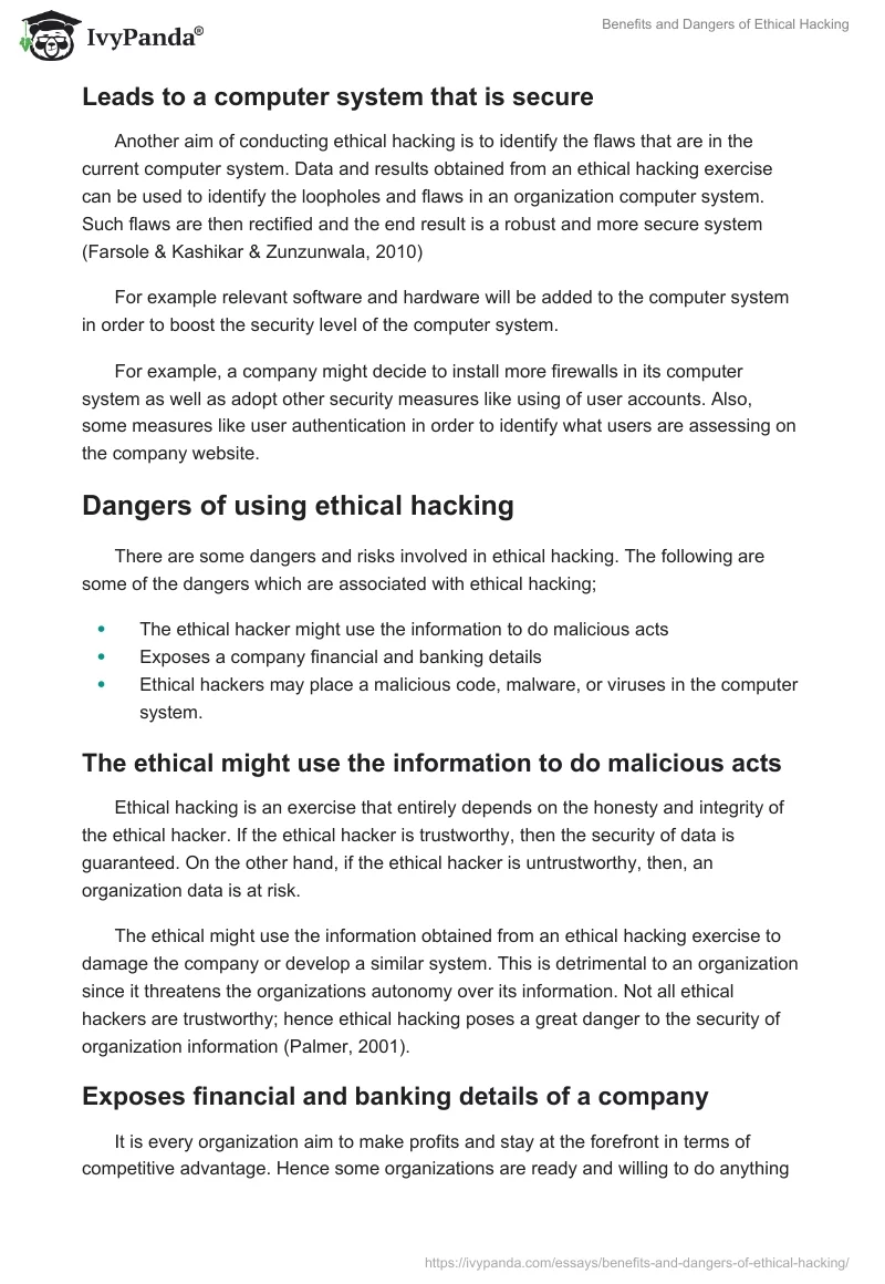 Benefits and Dangers of Ethical Hacking. Page 4