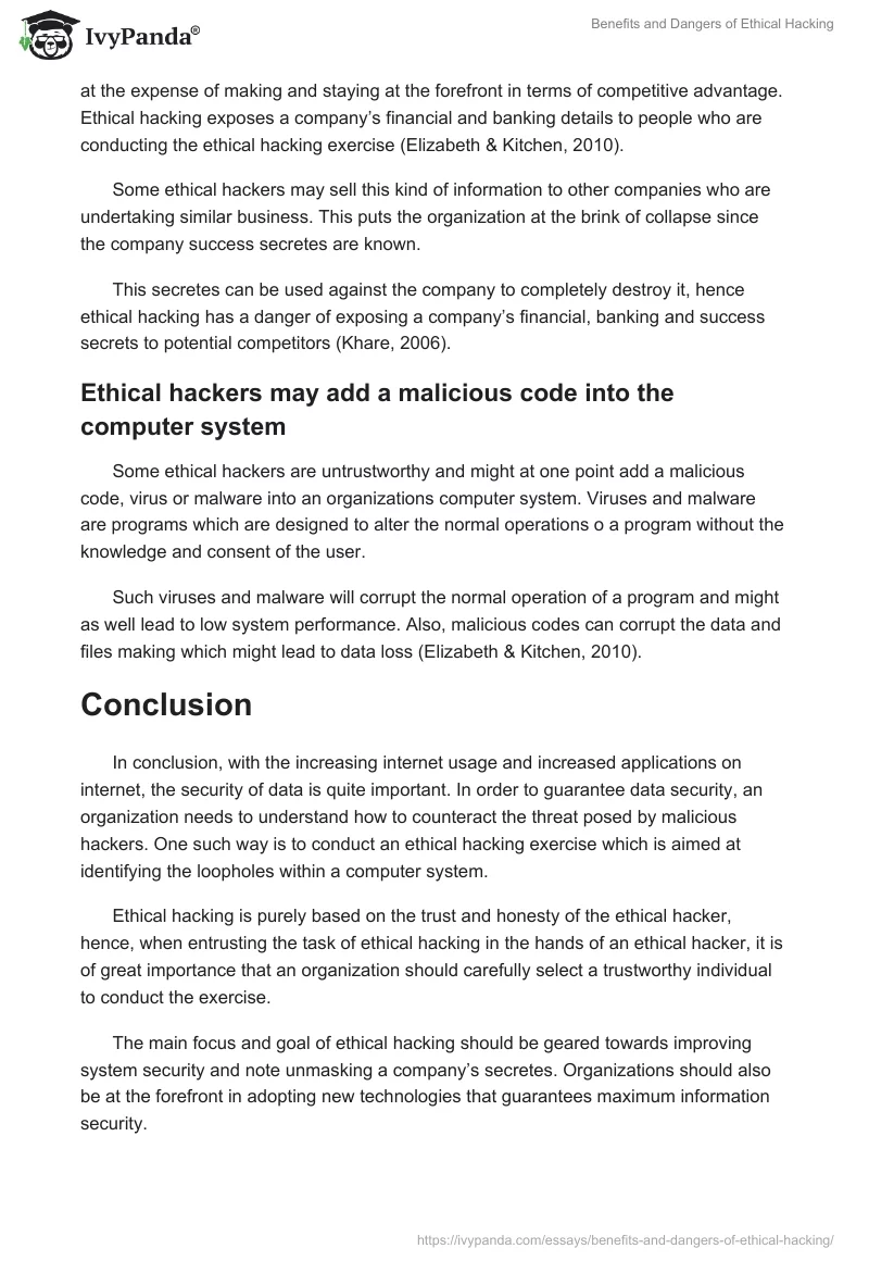 Benefits and Dangers of Ethical Hacking. Page 5