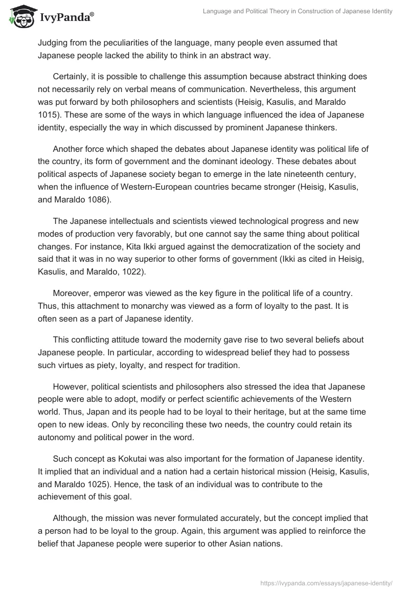 Language and Political Theory in Construction of Japanese Identity. Page 2