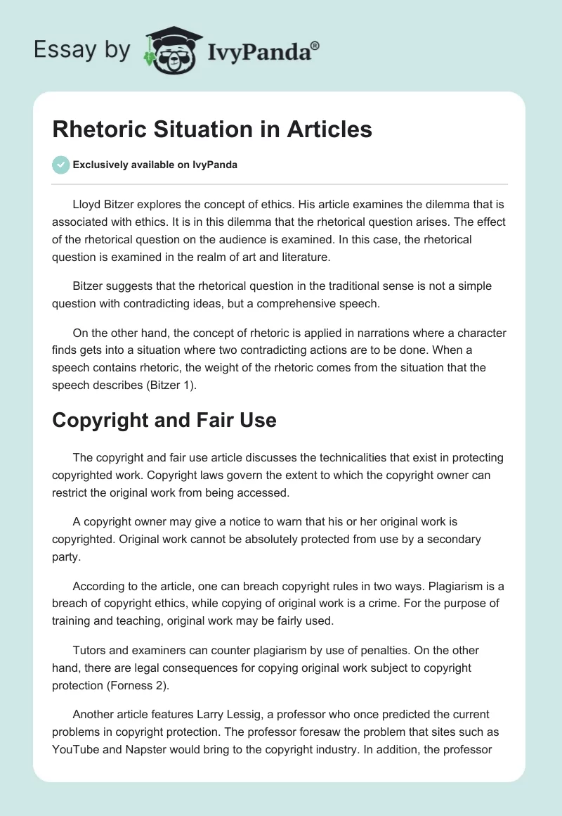 Rhetoric Situation in Articles. Page 1