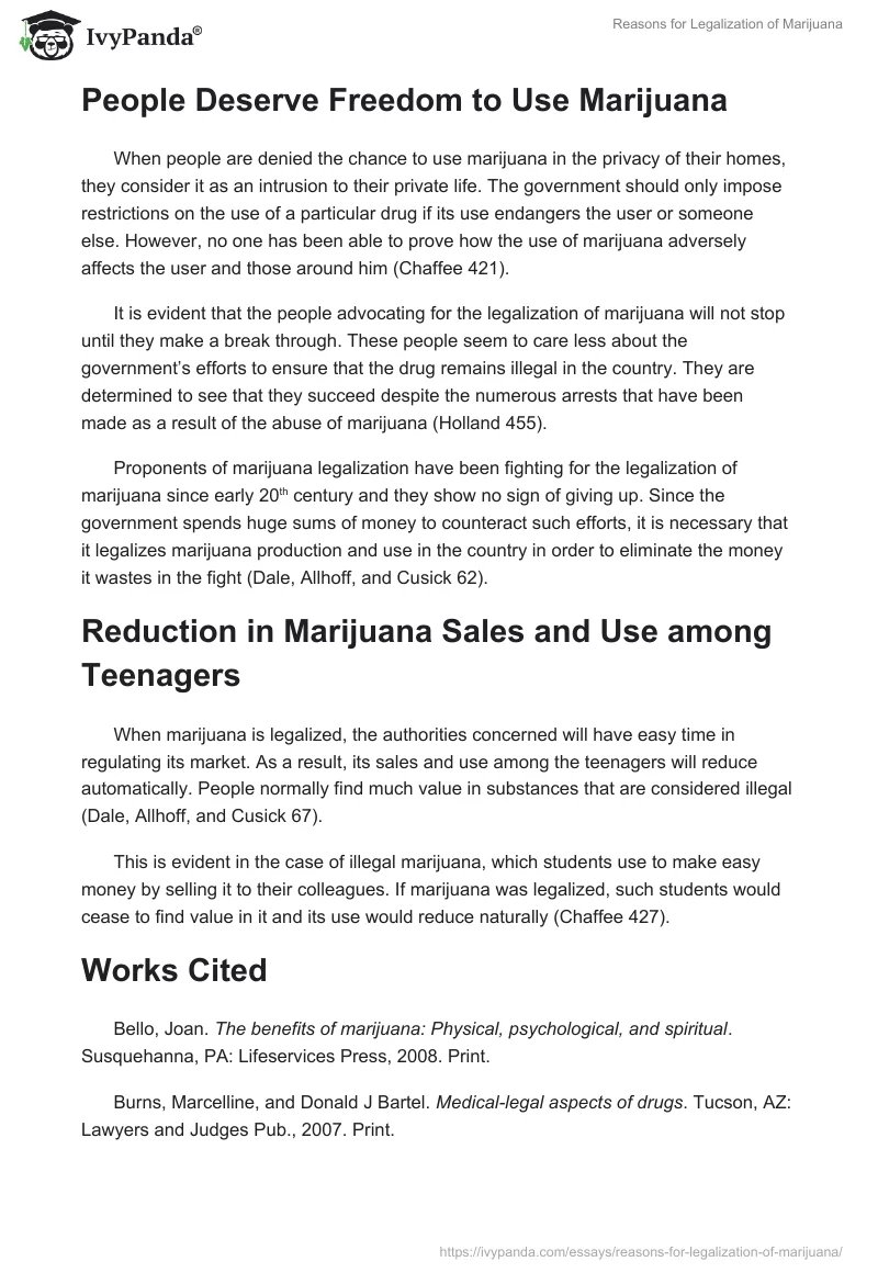 Reasons for Legalization of Marijuana. Page 5