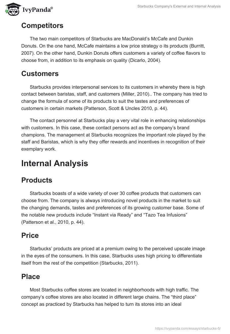 External and Internal Analysis of Starbucks. Page 4