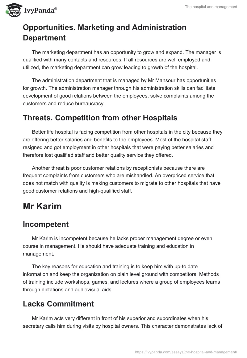 The Hospital and Management. Page 3