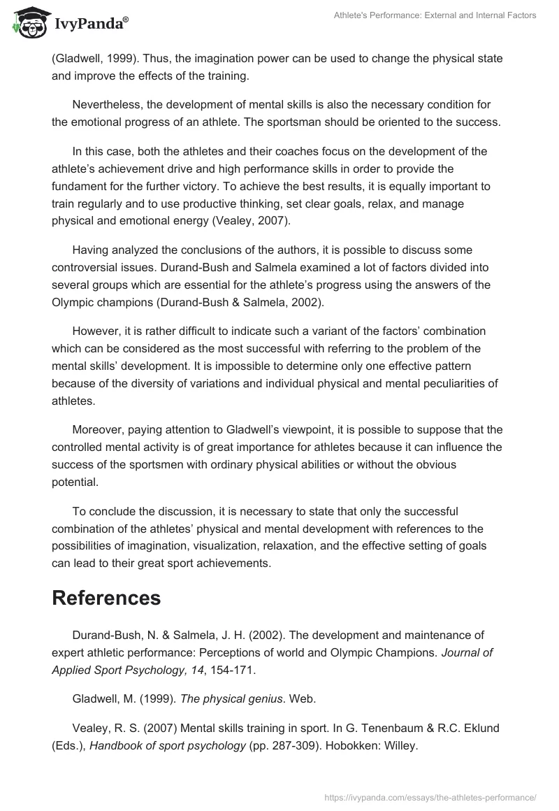 Athlete's Performance: External and Internal Factors. Page 2