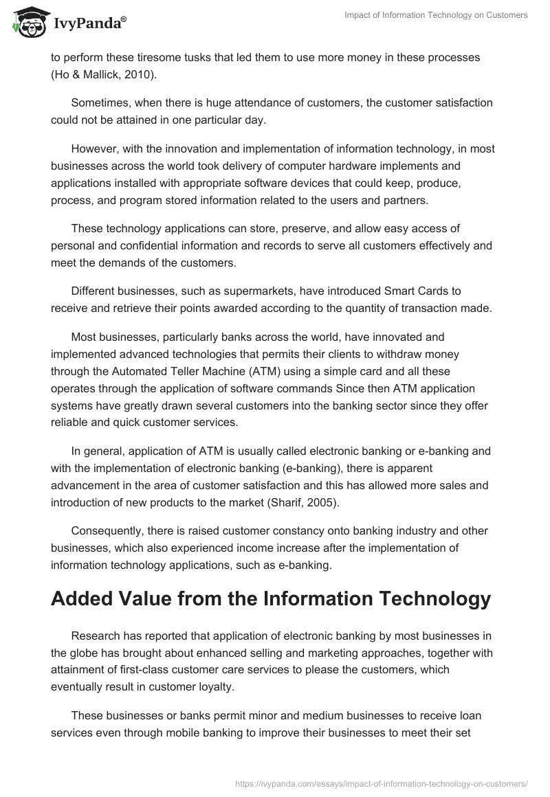Impact of Information Technology on Customers. Page 3