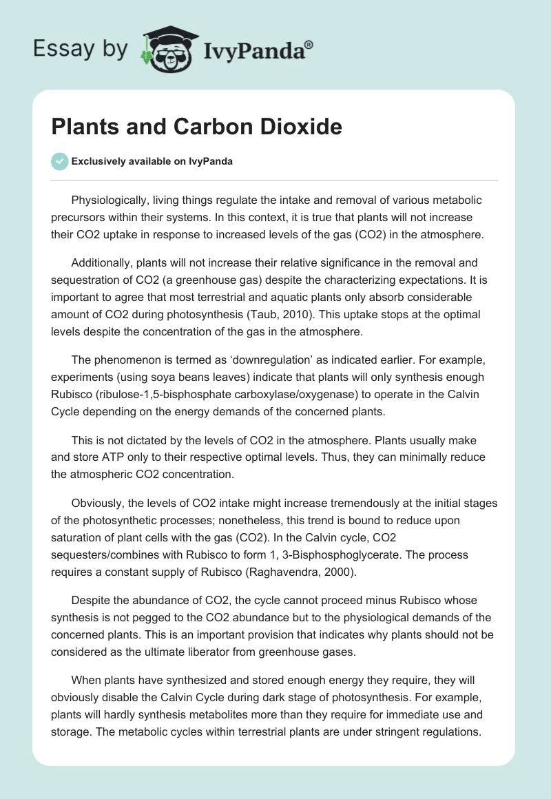 Plants and Carbon Dioxide. Page 1
