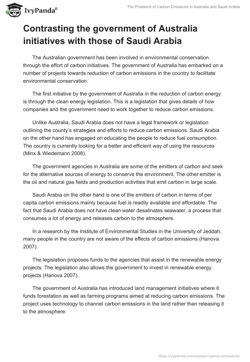 The Problems of Carbon Emissions in Australia and Saudi Arabia. Page 2