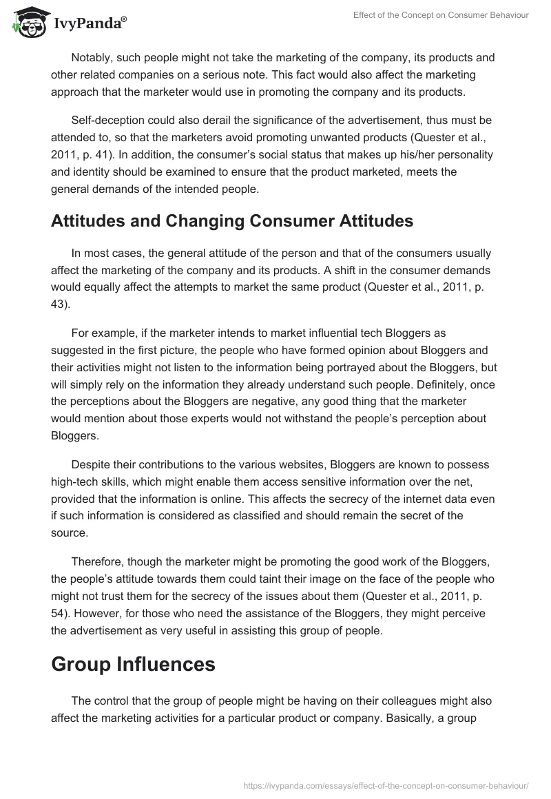 Effect of the Concept on Consumer Behaviour. Page 2
