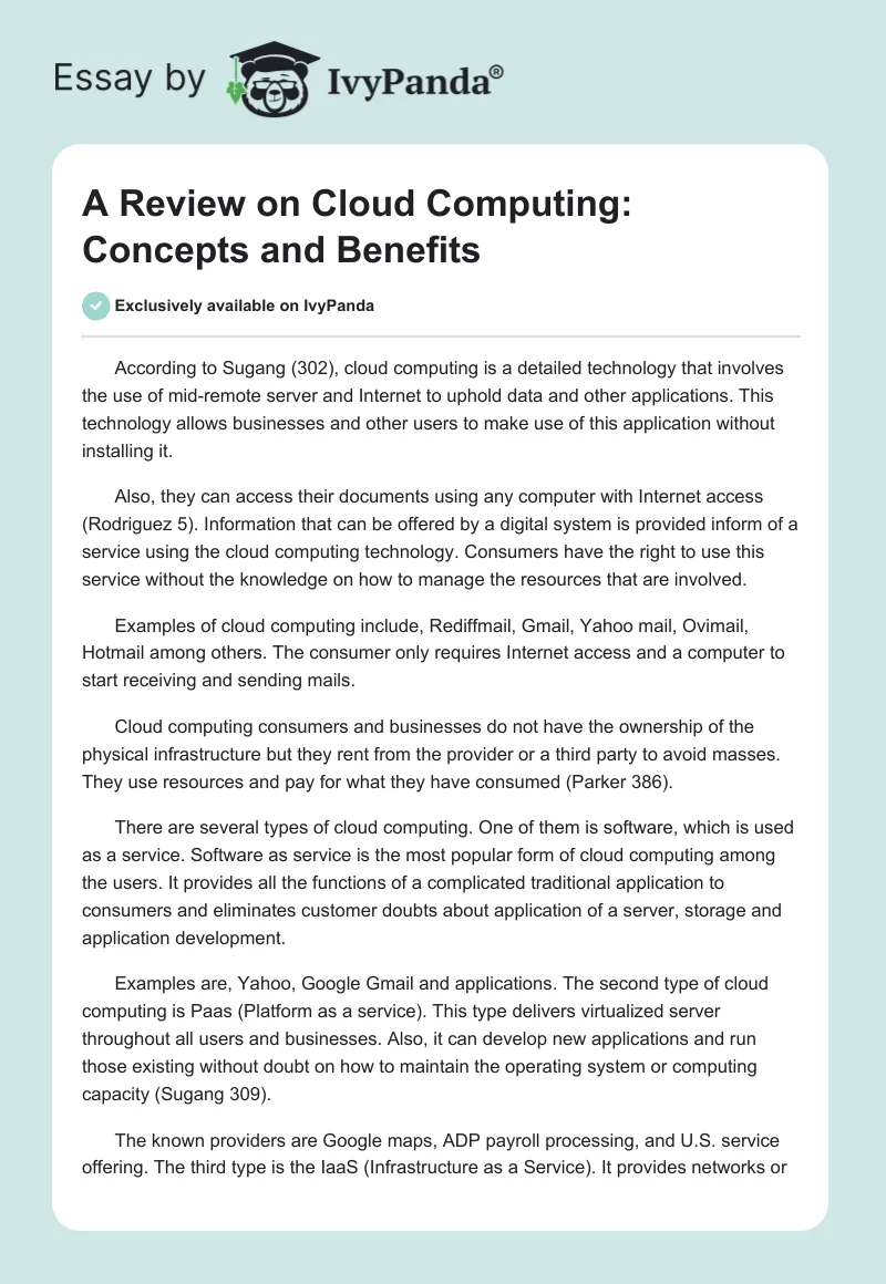 A Review on Cloud Computing: Concepts and Benefits. Page 1