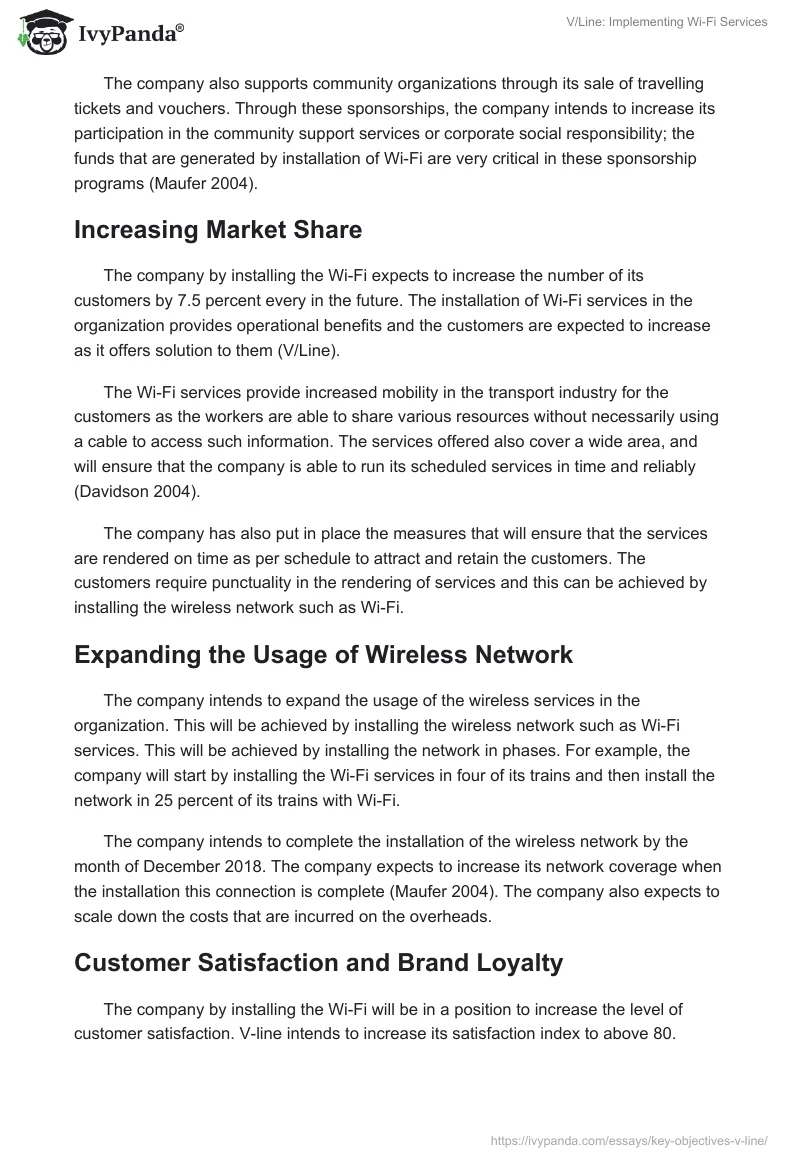 V/Line: Implementing Wi-Fi Services. Page 2