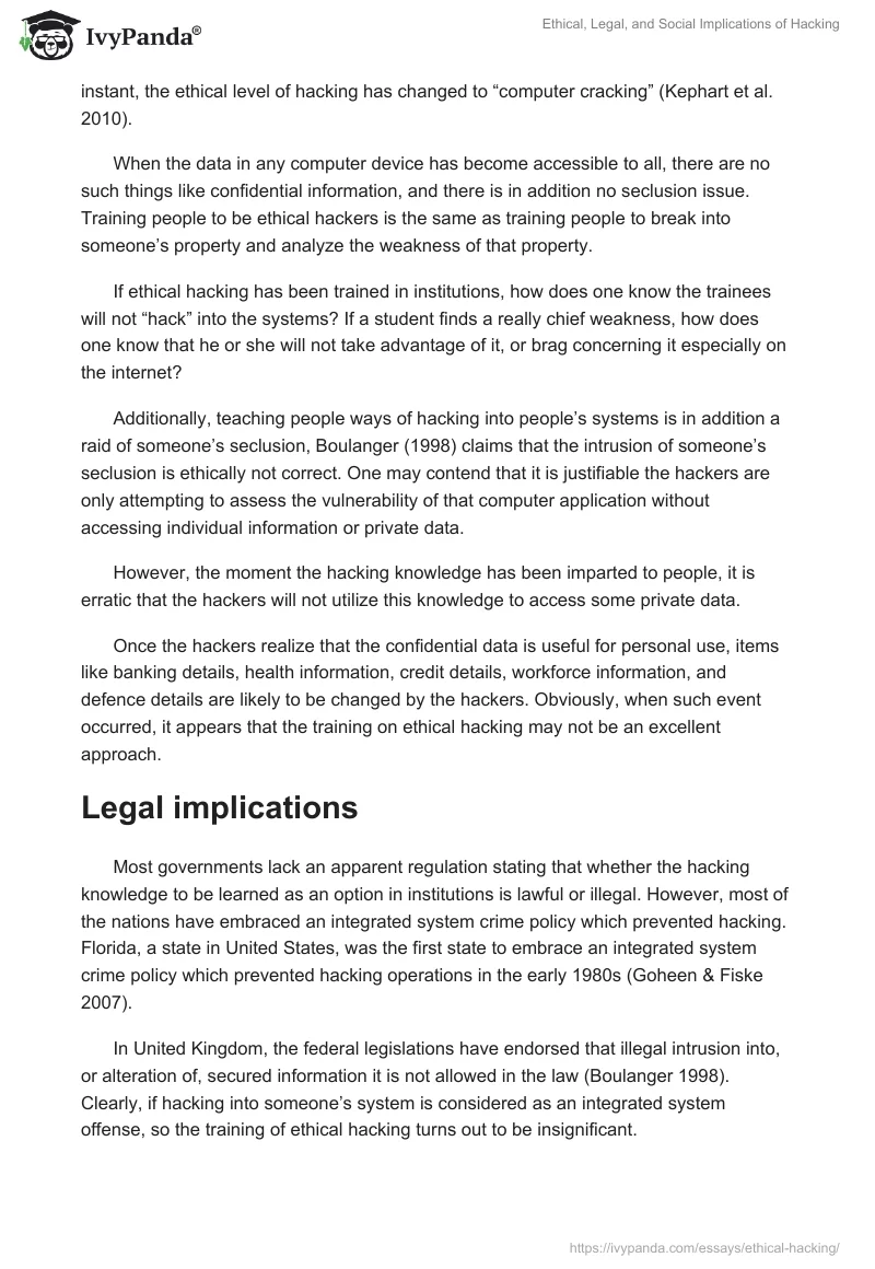 Ethical, Legal, and Social Implications of Hacking. Page 2