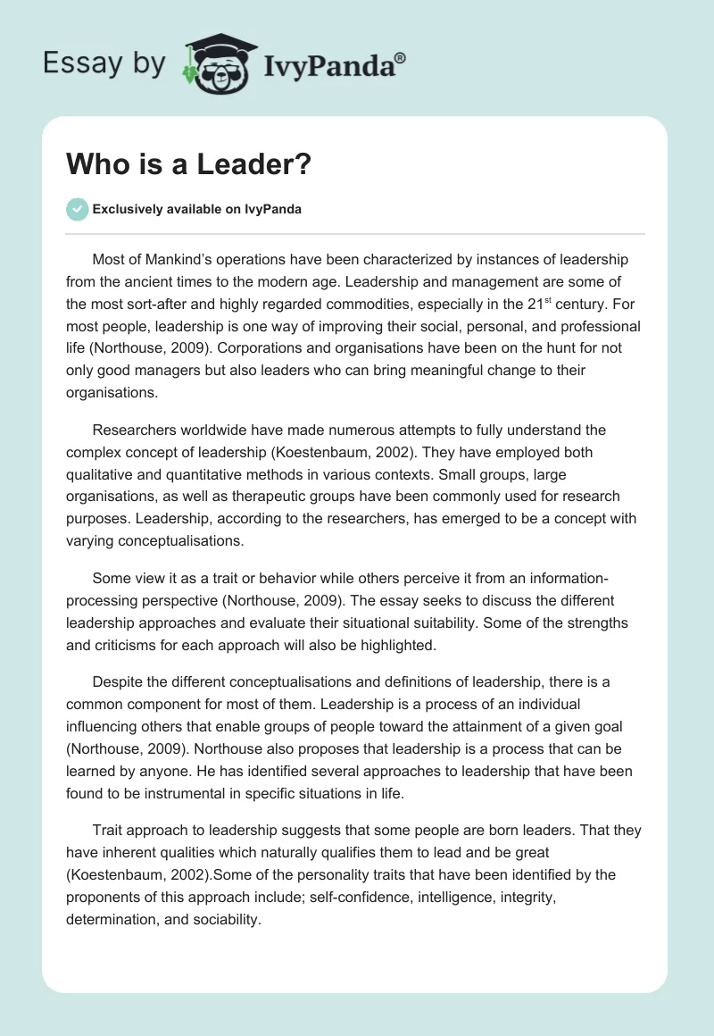 Who is a Leader?. Page 1