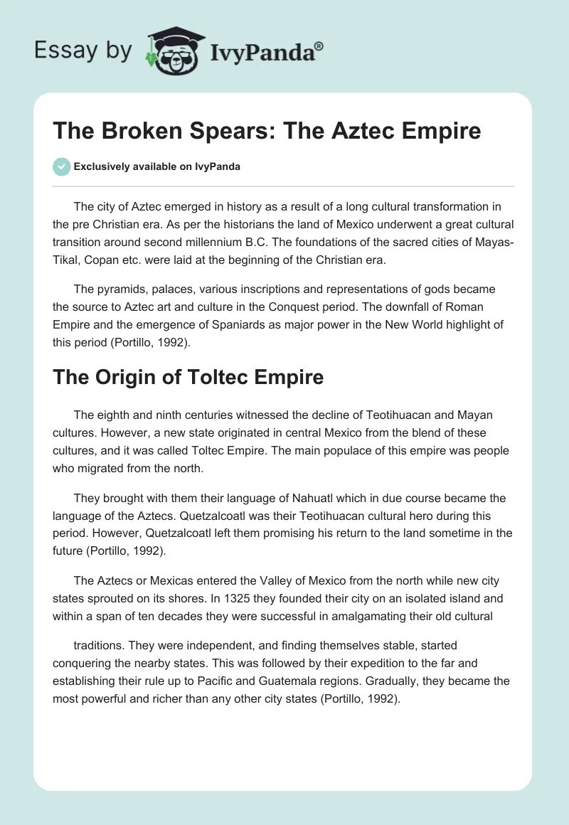 The Broken Spears: The Aztec Empire. Page 1