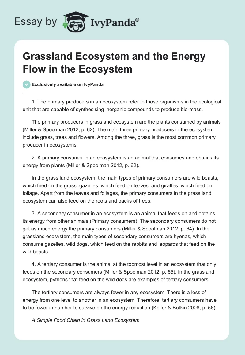Grassland Ecosystem and the Energy Flow in the Ecosystem. Page 1