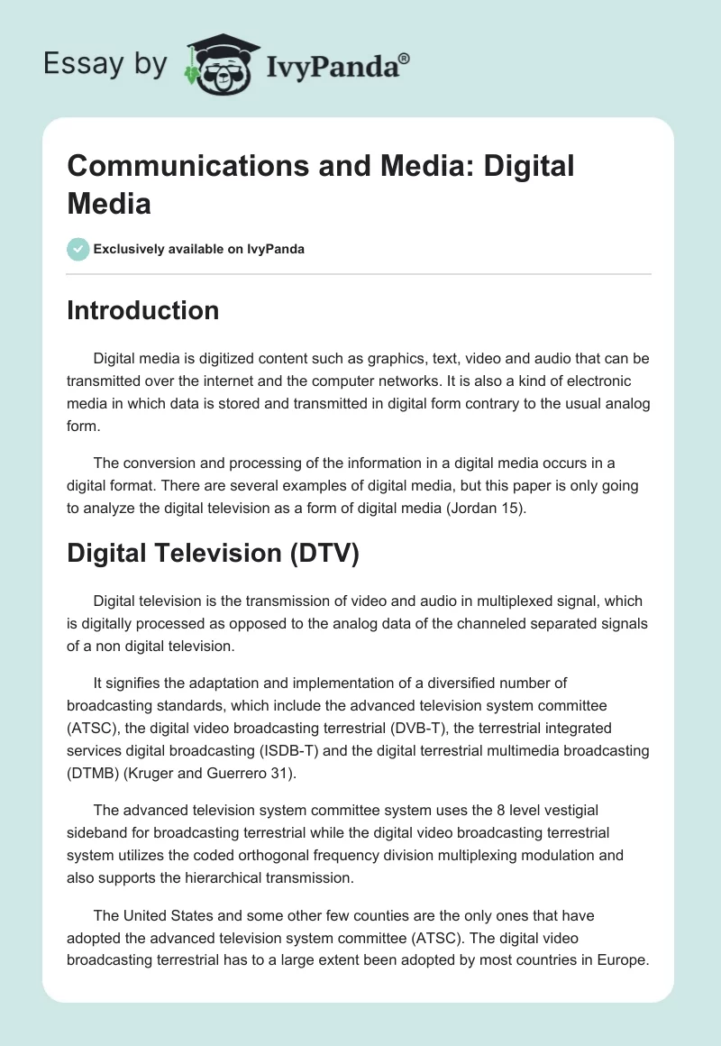 Communications and Media: Digital Media. Page 1