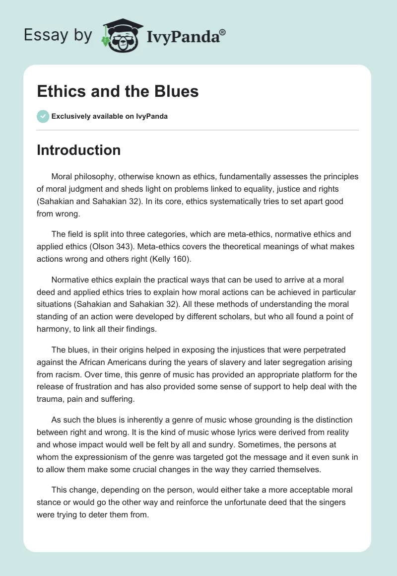 Ethics and the Blues. Page 1