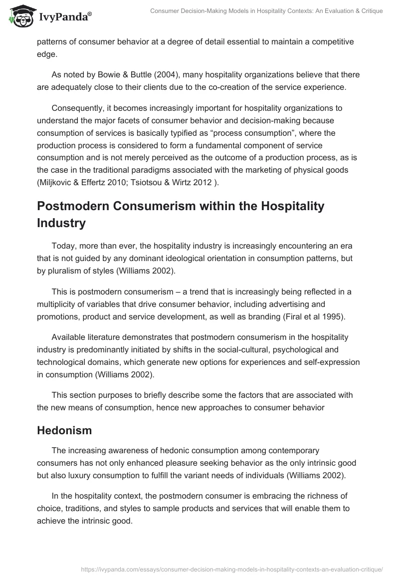 Consumer Decision-Making Models in Hospitality Contexts: An Evaluation & Critique. Page 3