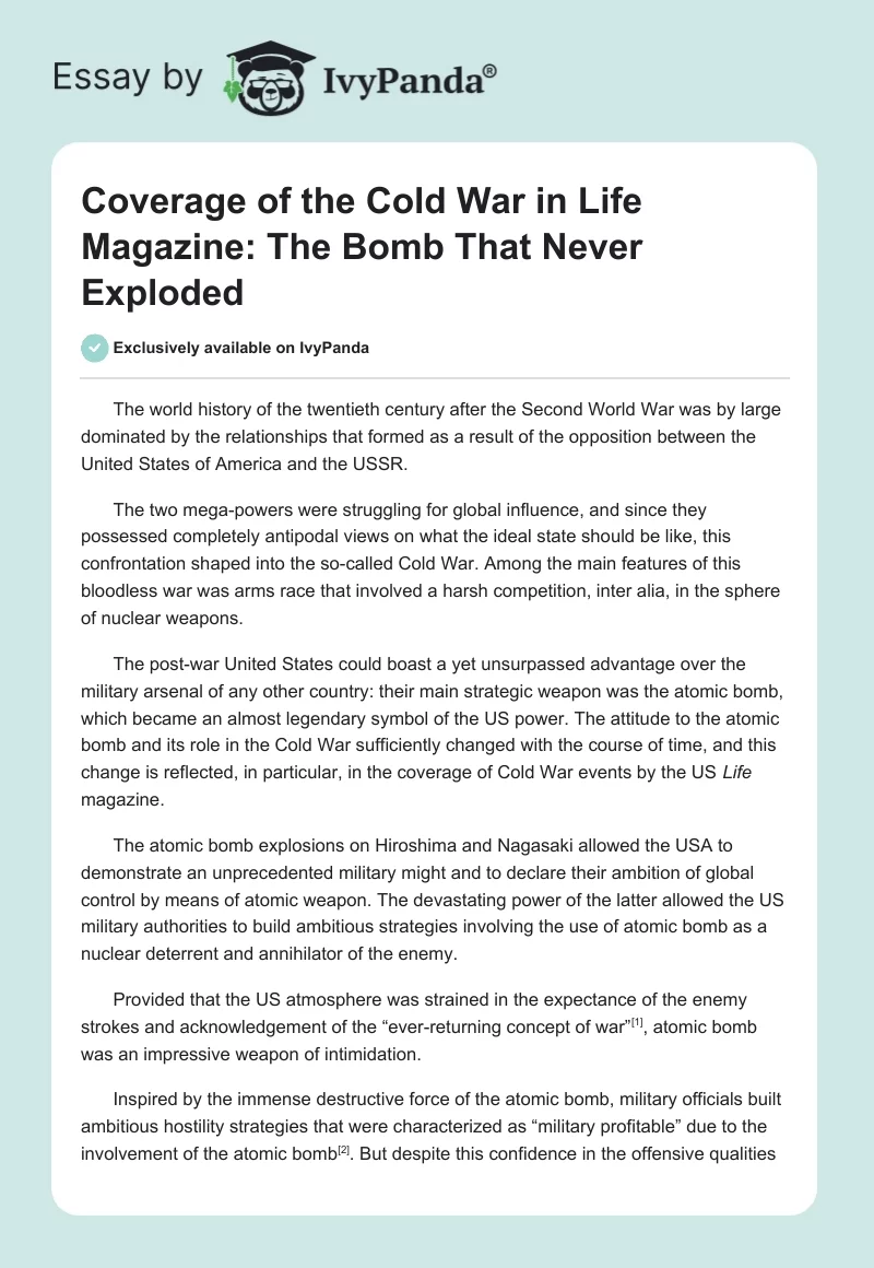 Coverage of the Cold War in Life Magazine: The Bomb That Never Exploded. Page 1