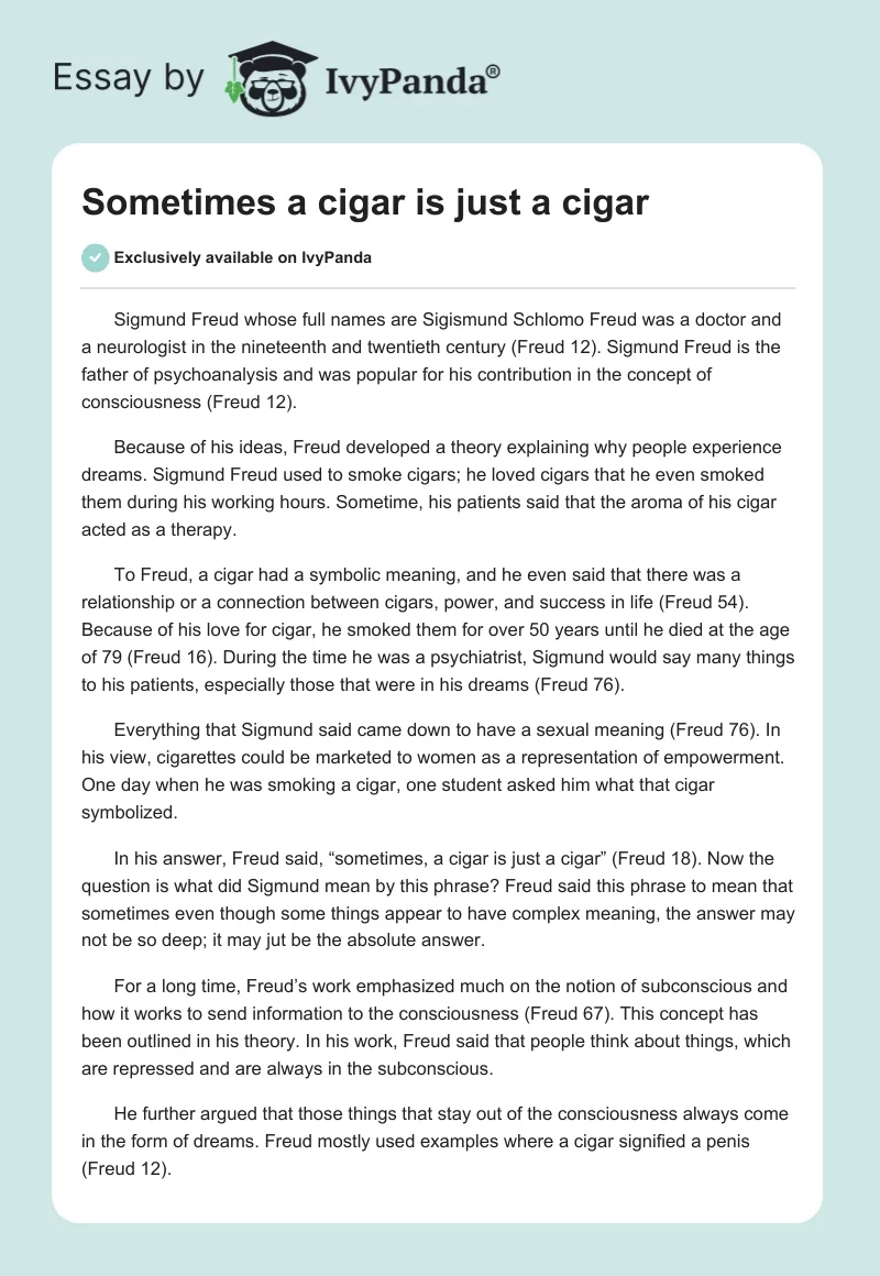 Sometimes a cigar is just a cigar. Page 1