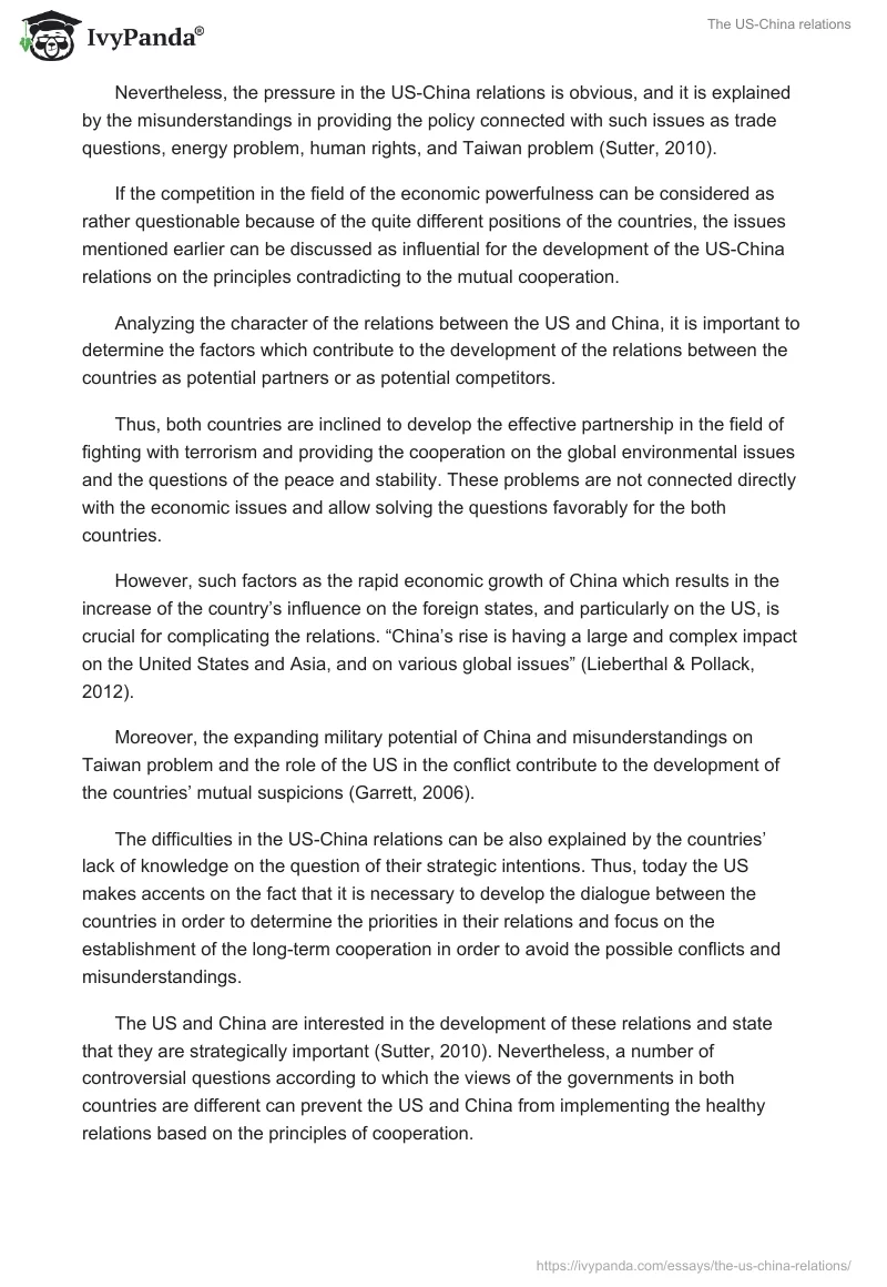 The US-China relations. Page 2