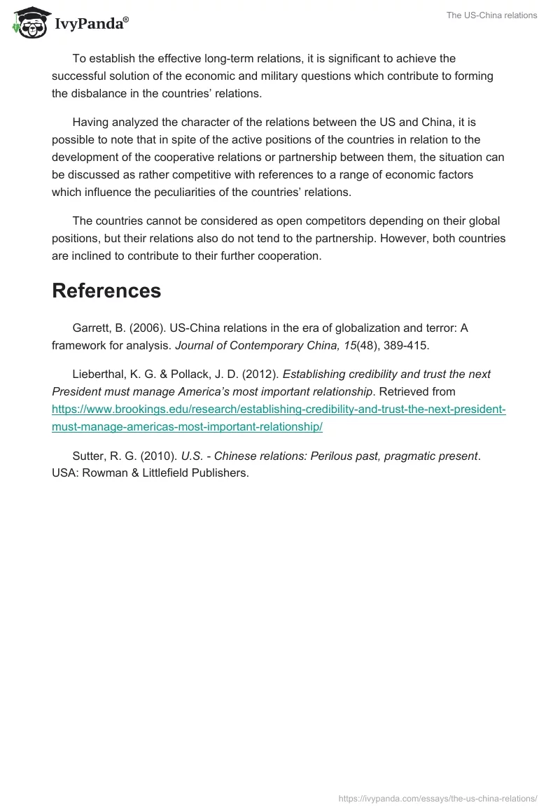 The US-China relations. Page 3
