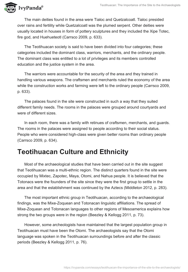 Teotihuacan: The Importance of the Site to the Archaeologists. Page 3