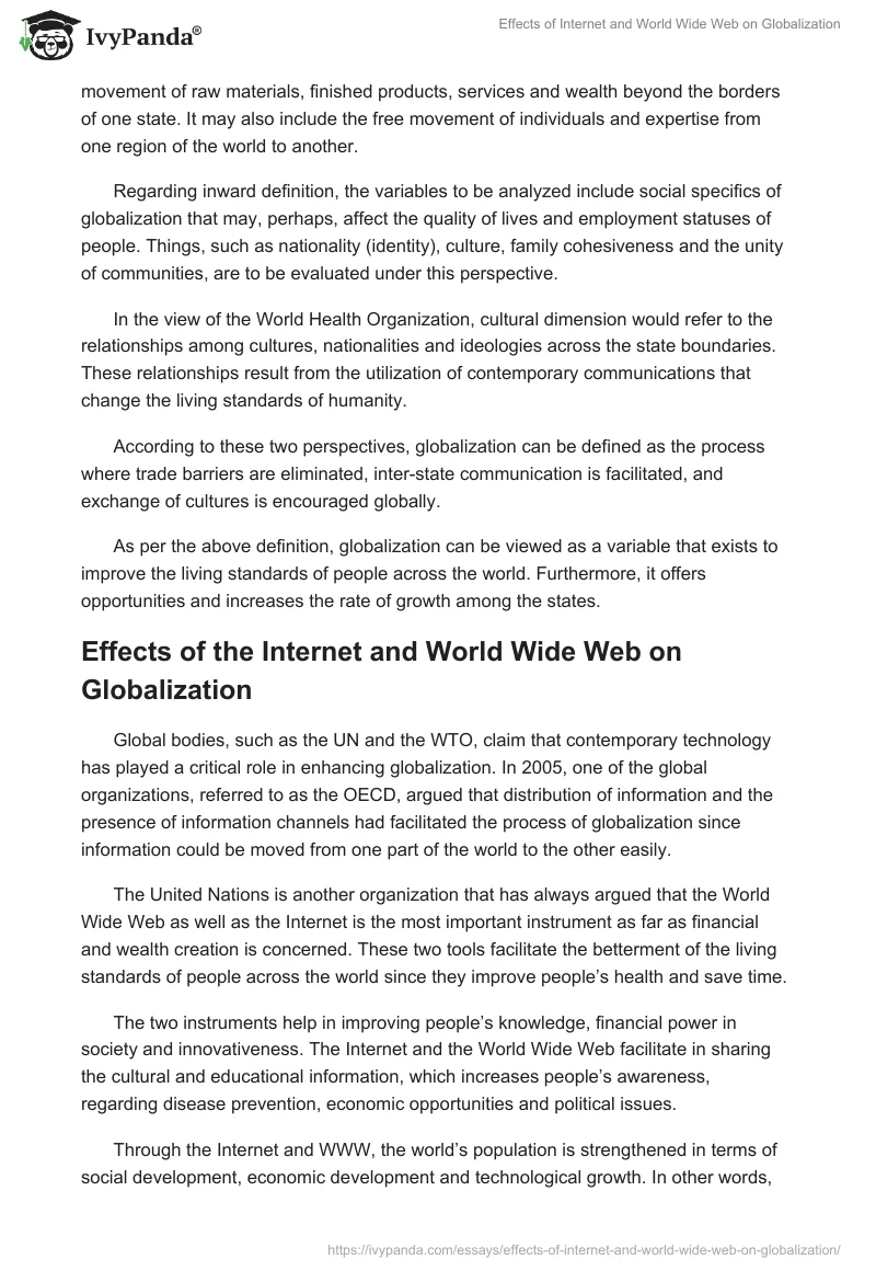 Effects of Internet and World Wide Web on Globalization. Page 2