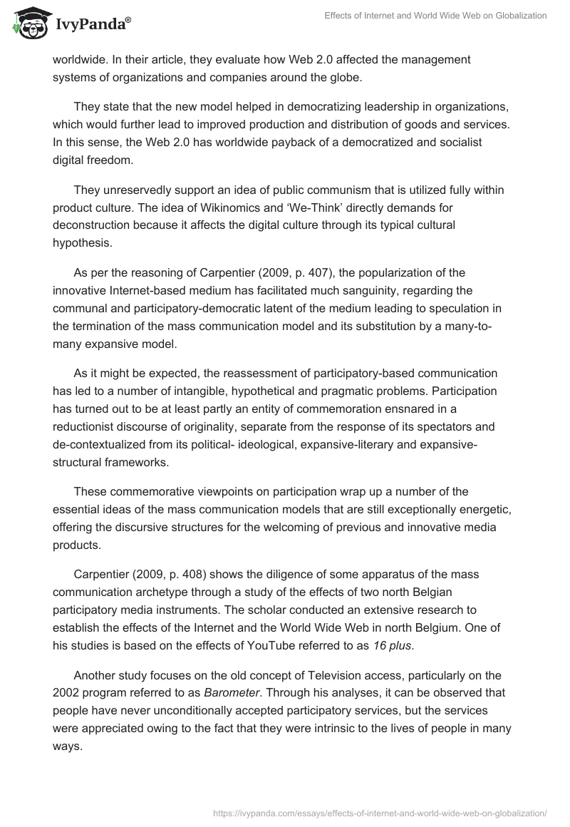 Effects of Internet and World Wide Web on Globalization. Page 4