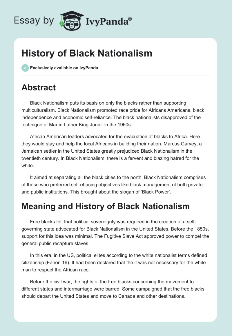 history essay african nationalism