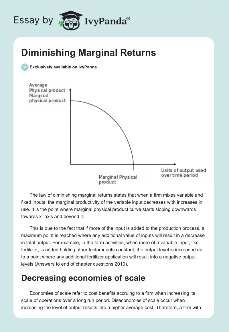 Diminishing Marginal Returns. Page 1