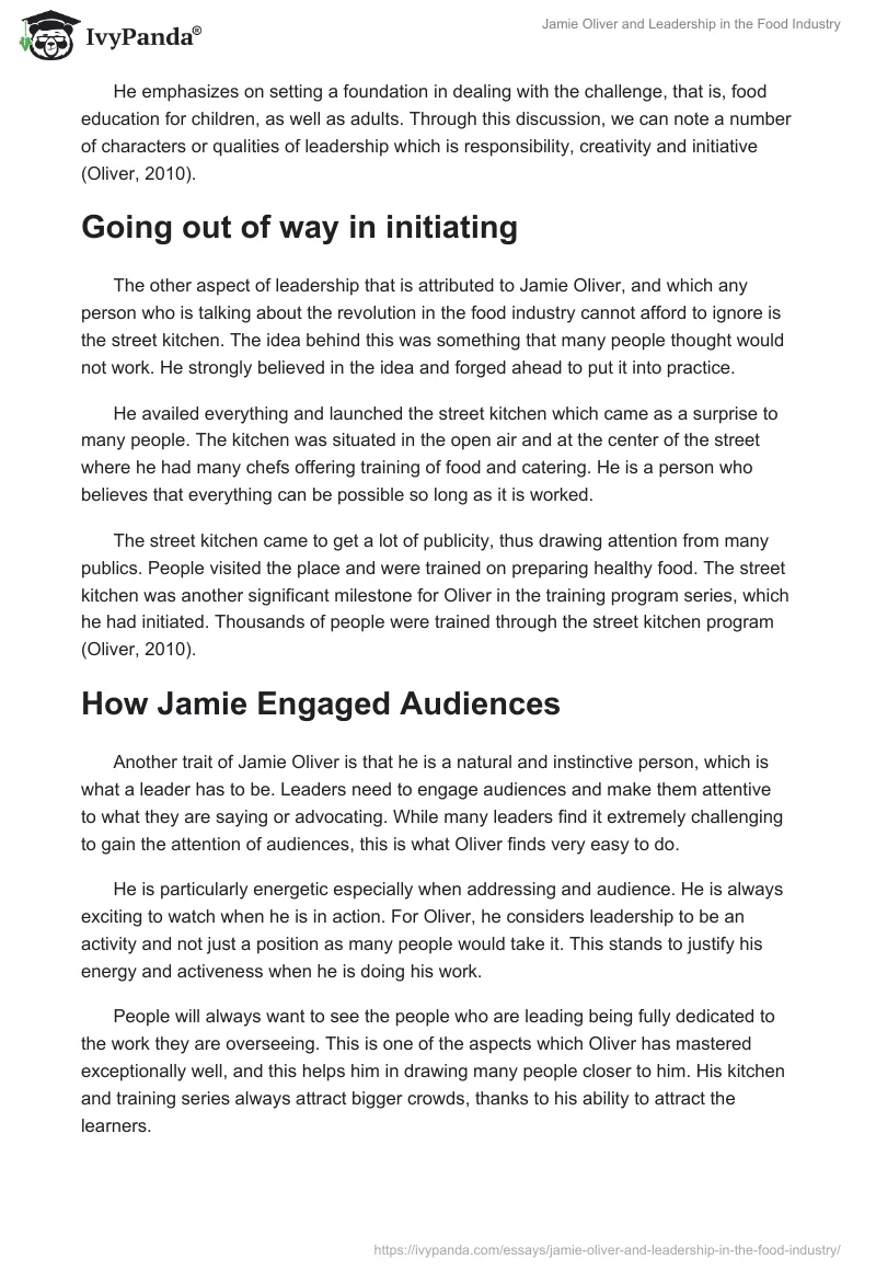 Jamie Oliver and Leadership in the Food Industry. Page 4