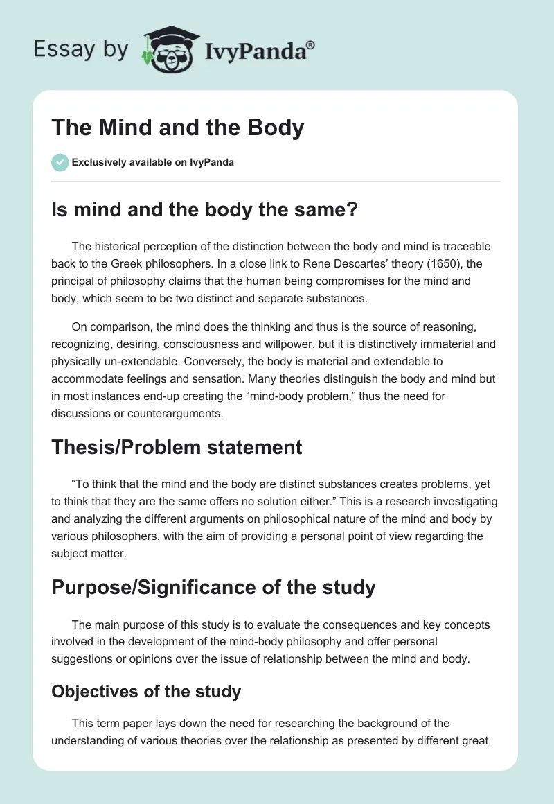 The Mind and the Body. Page 1