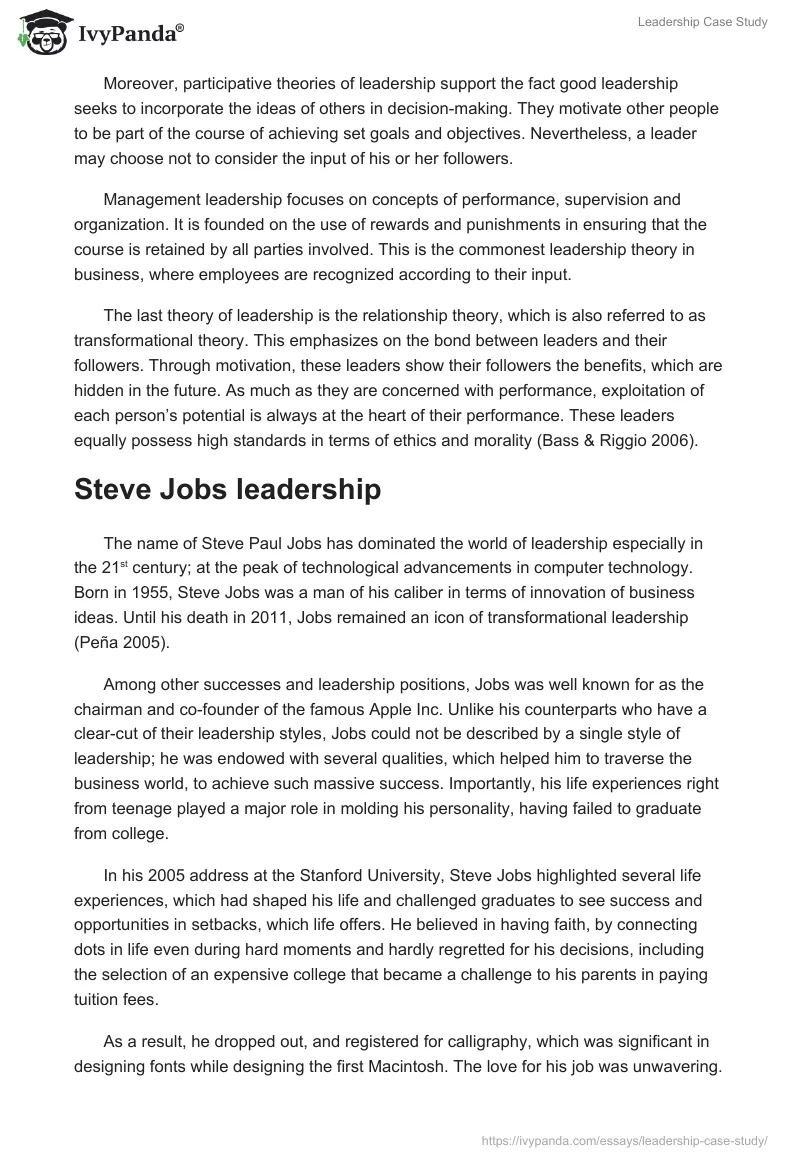 Leadership Case Study. Page 3
