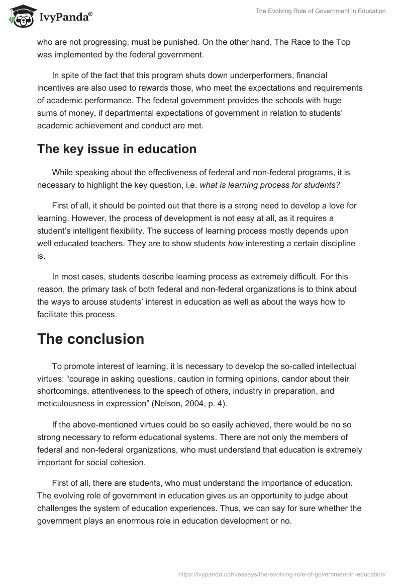 The Evolving Role of Government in Education. Page 4
